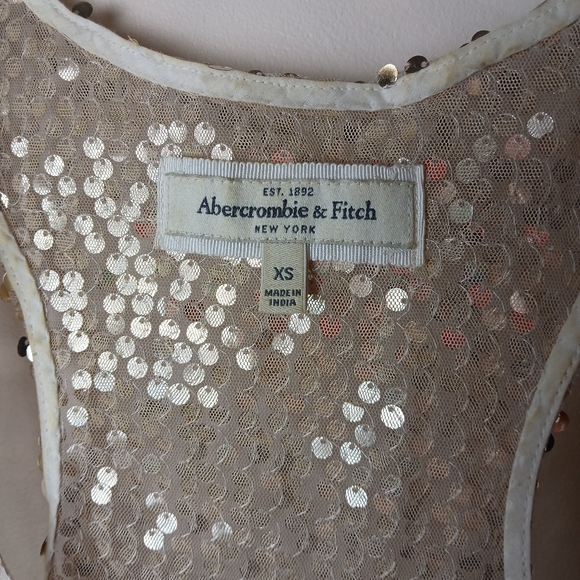 Abercrombie and Fitch Sheer Gold Sequin Sleeveless Top XS New Years Party - Picture 2 of 6